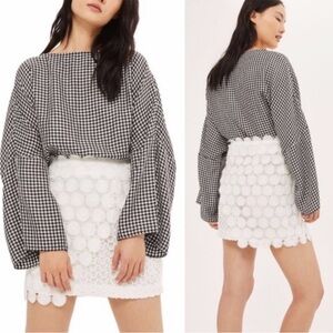 TopShop White Faux Wrap Lace Crochet Eyelet Floral Mini Skirt
